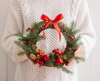 Christmas decorations on table