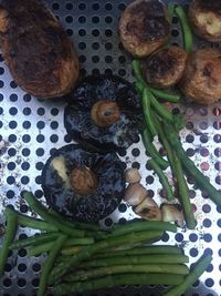 High angle view of vegetables on table