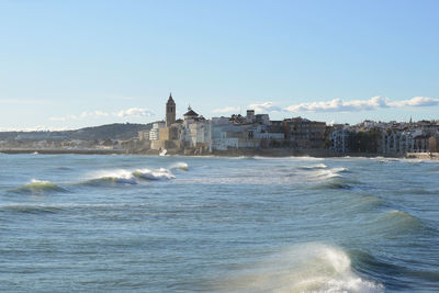 Scenic view of sea against clear sky