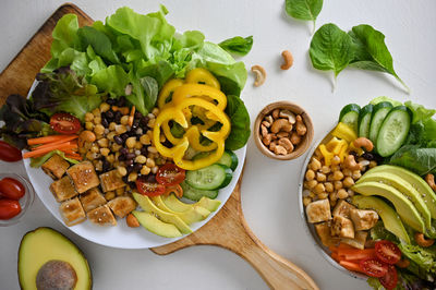 High angle view of food on table