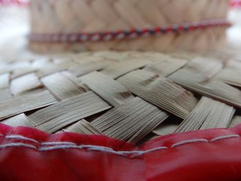 Close-up of red table