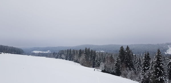 Scenic view of snow covered landscape against sky