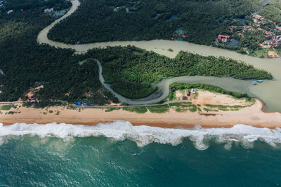 Aerial view of sea waves