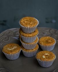 Close-up of cupcakes on table