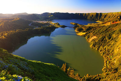 Scenic view of lake against sky