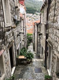 Narrow alley amidst buildings in town