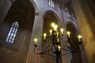 Low angle view of illuminated cathedral