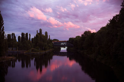 Scenic view of lake against sky at sunset