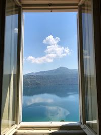 Reflection of sky on glass window