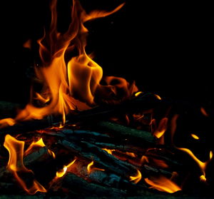 Close-up of bonfire at night