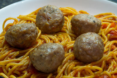 Close-up of pasta in plate