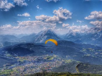 Scenic view of mountains against sky