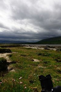 Scenic view of landscape against cloudy sky