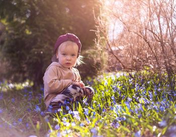 Cute girl in forest