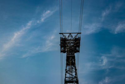 Electric power transmission line with blue sky