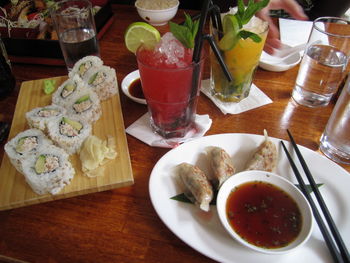 Close-up of food on table