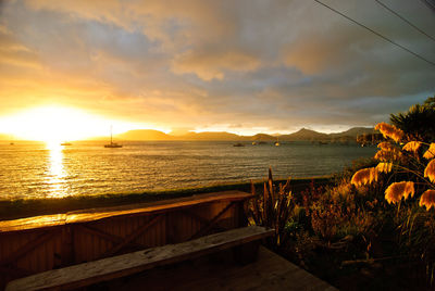 Scenic view of sunset over sea