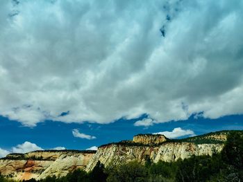 Low angle view of rocks against sky