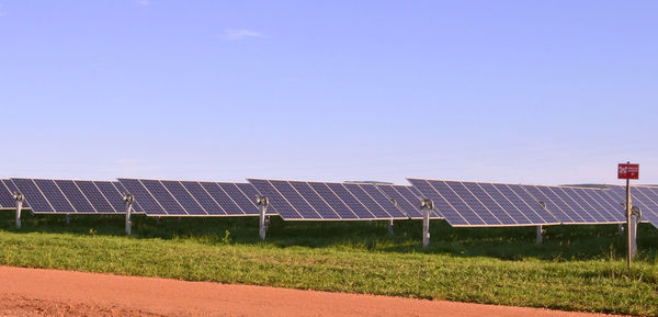 Scenic view of field against clear sky