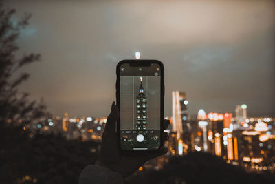 Close-up taipei 101 of mobile phone