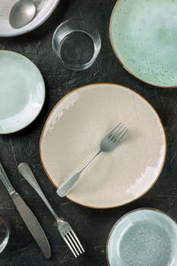 High angle view of coffee beans on table