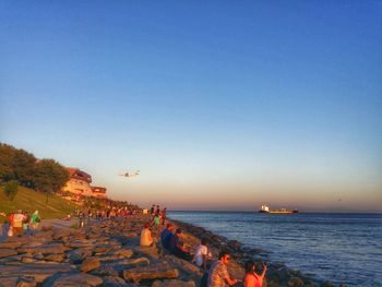 Scenic view of sea against clear sky