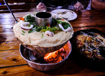 Close-up of meal served in plate