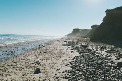 Scenic view of sea against clear sky