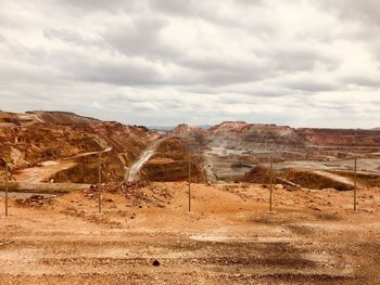 Scenic view of arid landscape against sky