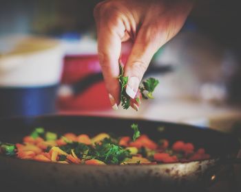 Close-up of hand holding food