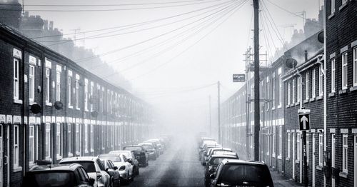 Road passing through city