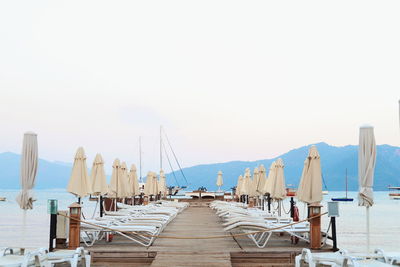 Scenic view of beach against clear sky