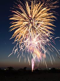 Firework display at night