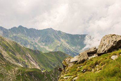 Scenic view of rocky mountains against sky