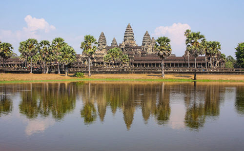 Reflection of angkor wat main temple 