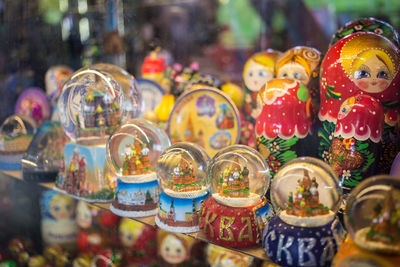 Close-up of multi colored decorations for sale in market