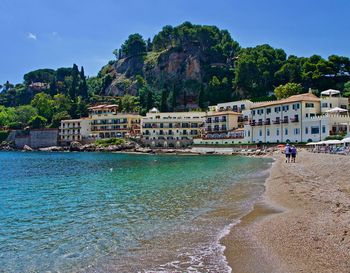 View of houses on beach