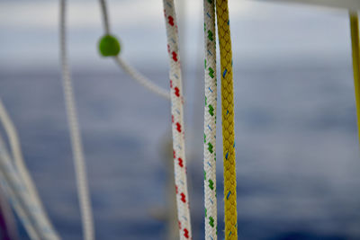 Close-up of rope tied to pole