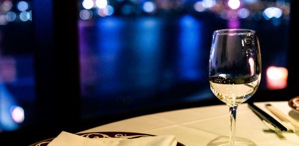 Close-up of wine glass on table