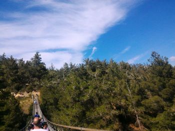 Scenic view of trees and mountain against sky