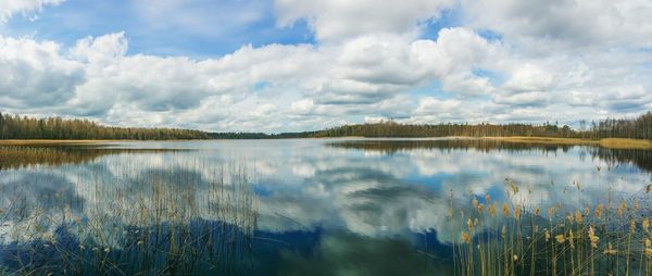 Scenic view of lake against sky