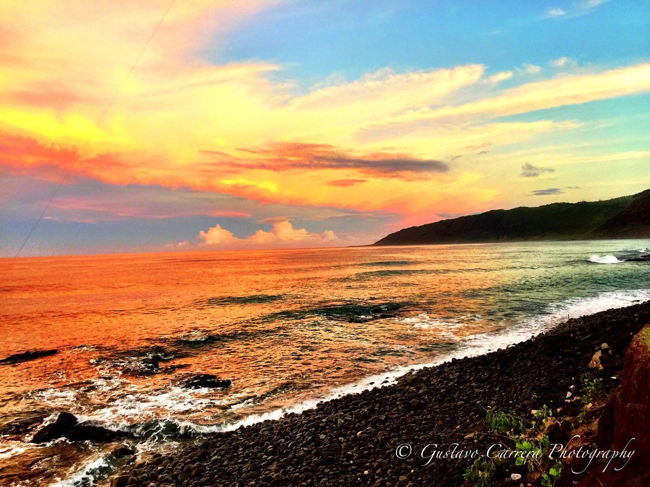 SCENIC VIEW OF SEA AT SUNSET