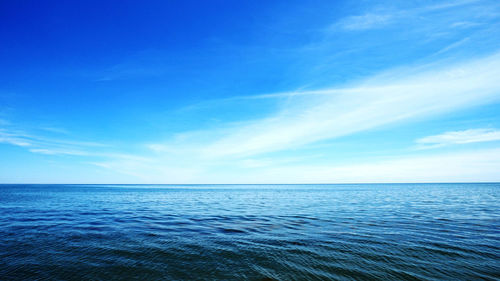 Scenic view of lake ontario against blue sky