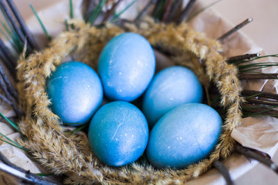 Close-up of eggs in basket