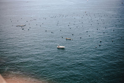 High angle view of boat in sea