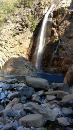 Scenic view of waterfall