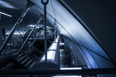 Railroad station bridge during night