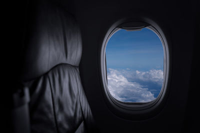 Sky seen through airplane window