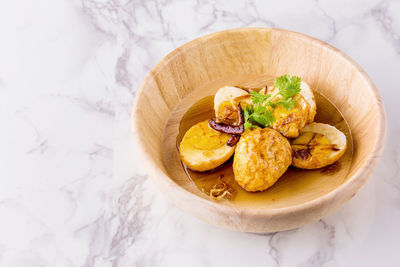 High angle view of meal served in plate