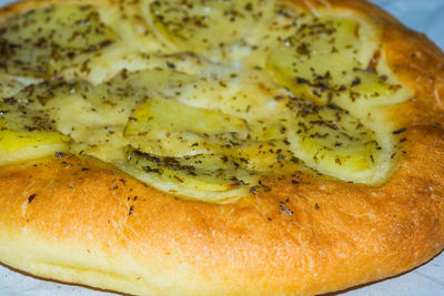 High angle view of bread in plate